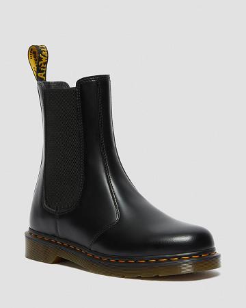 Black Women's Dr Martens 2976 Hi Smooth Leather Chelsea Boots | CA 107PJJ